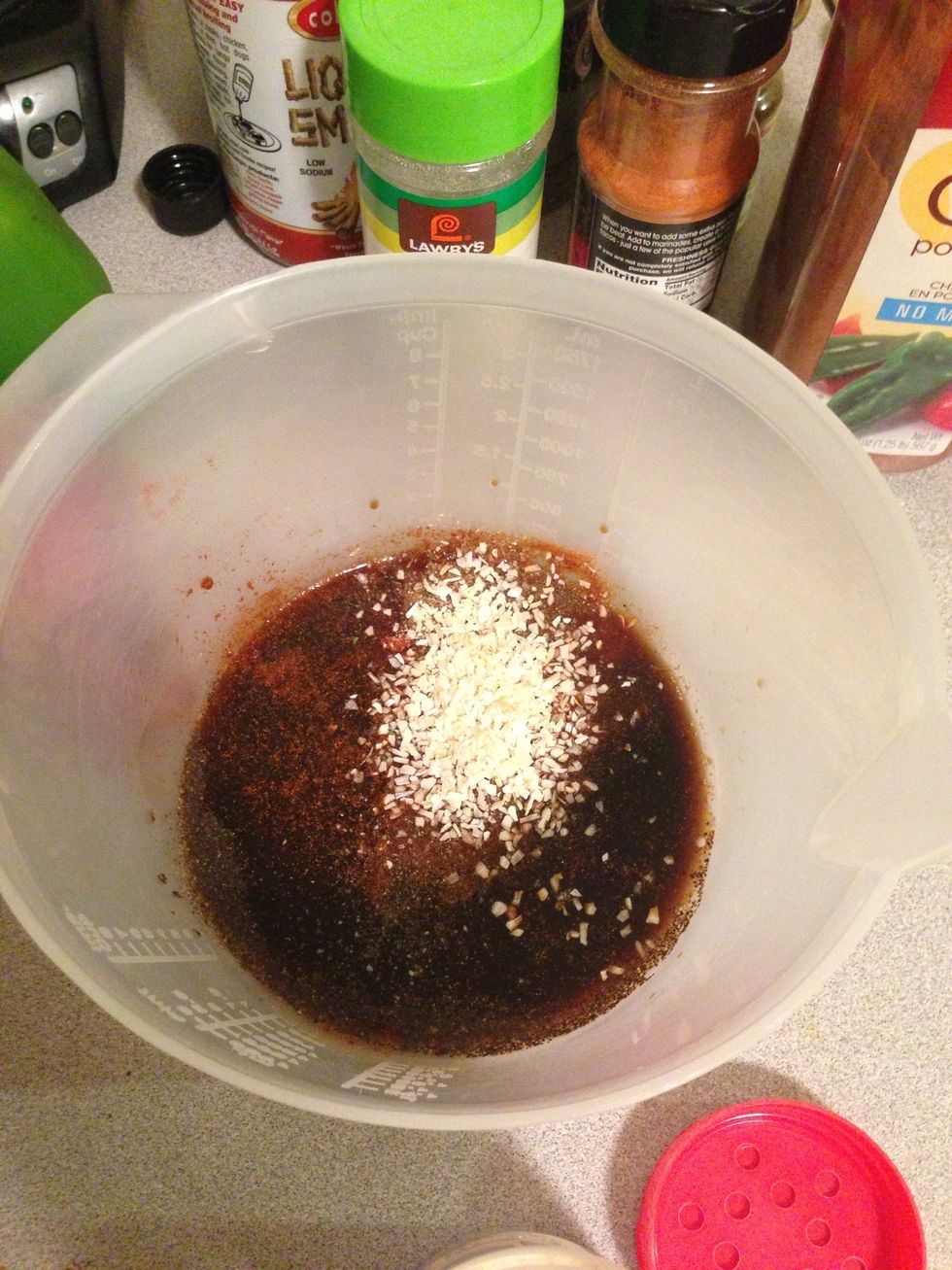 When all the ingredients are added, mix everything together.