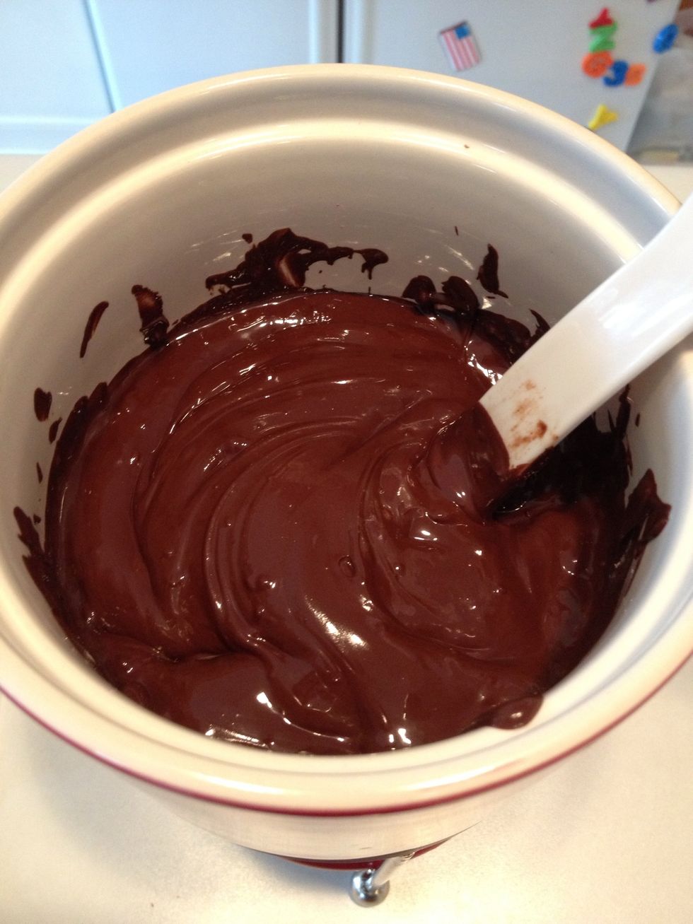 When all your chocolate is melted, you are ready to dip your truffles. You can make the truffles while your chocolate is melting.