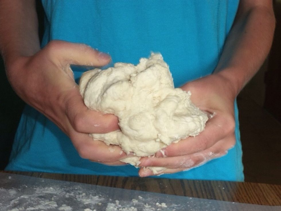when at the perfect texture, start kneading the dough