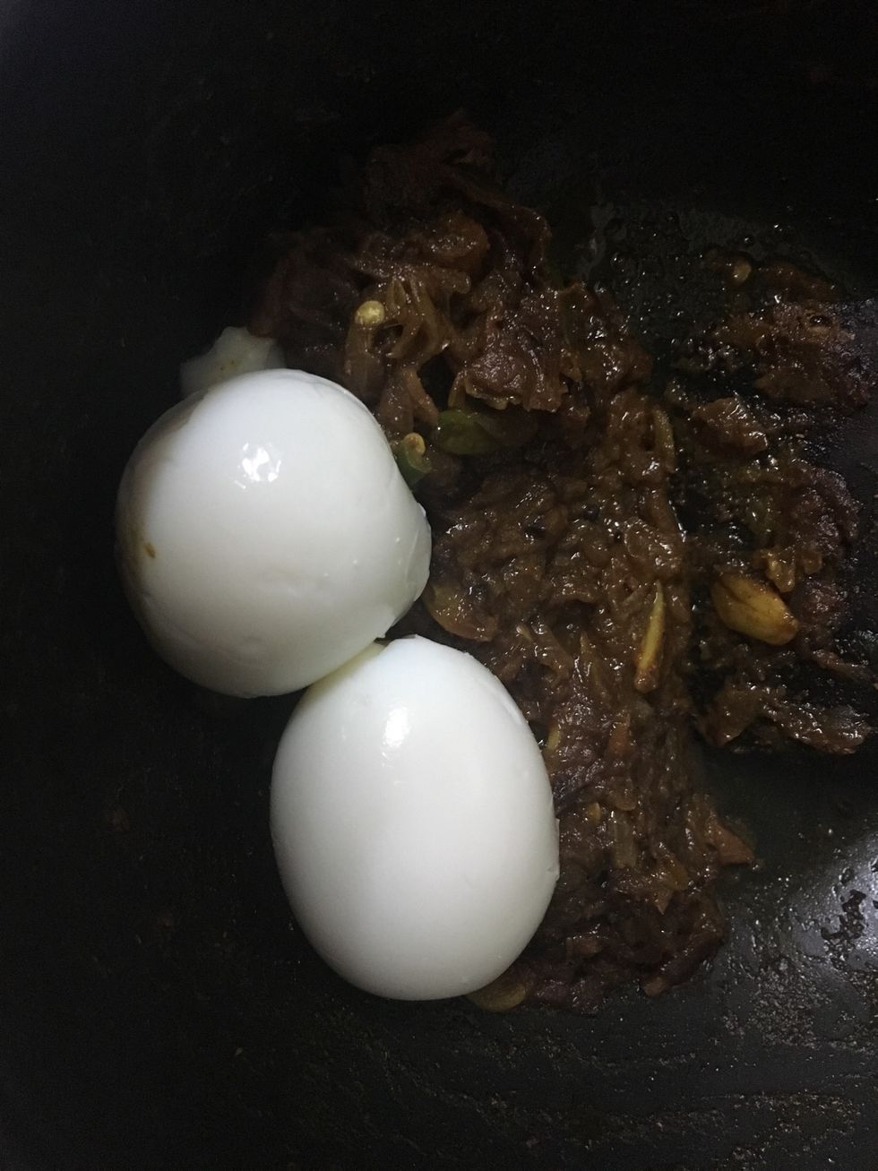 When boiled remove the shells and add the eggs