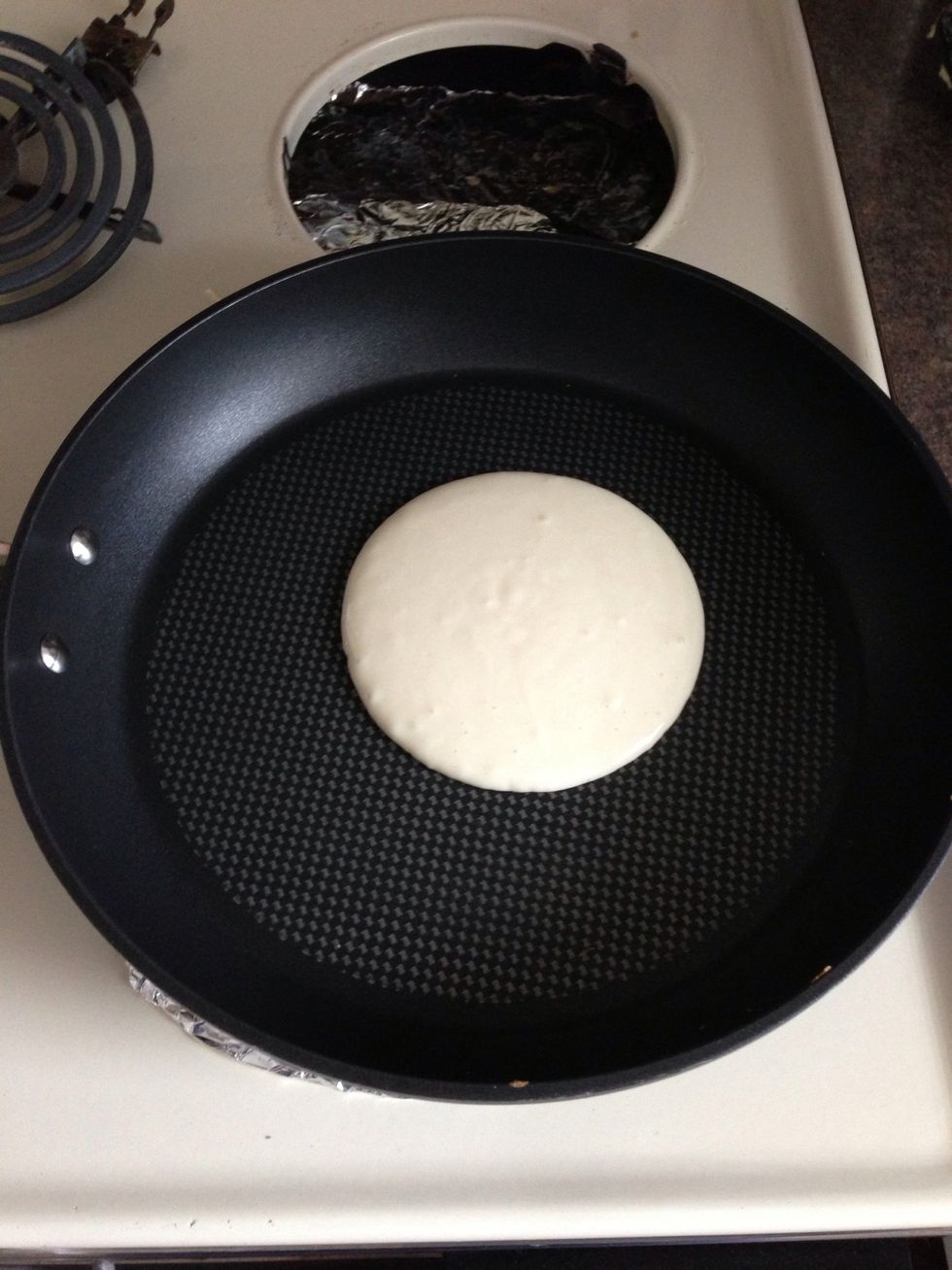 When both are ready, pour the batter into the pan, just like a regular pancake.