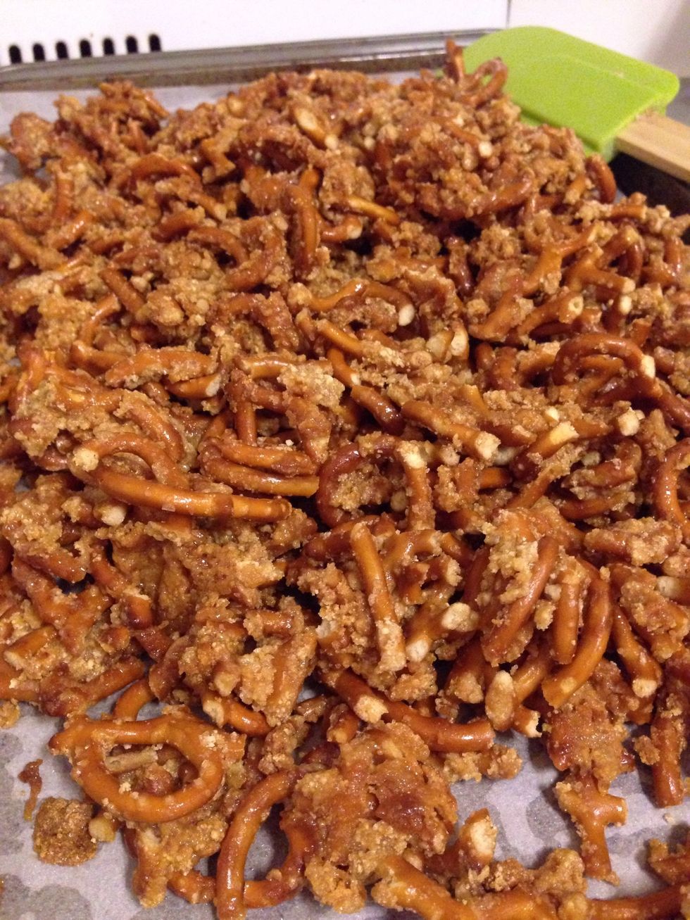 When browned, remove from oven and let cool on the cookie sheet for 10 minutes. They will not be hard yet, but don't worry! They will get crunchy as they cool