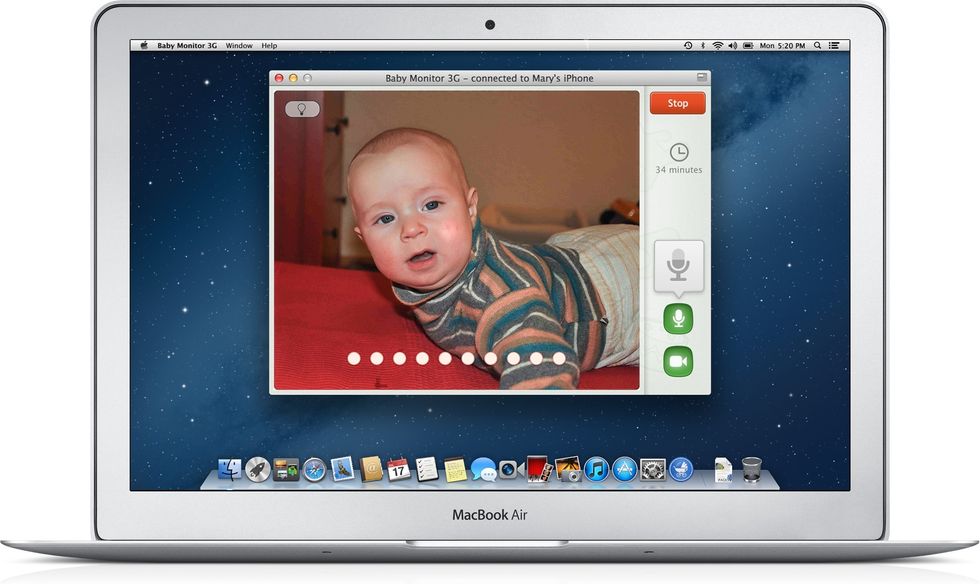 When clicking on microphone icon, you can talk to and soothe your child. Otherwise your child won't be distracted with any noise.