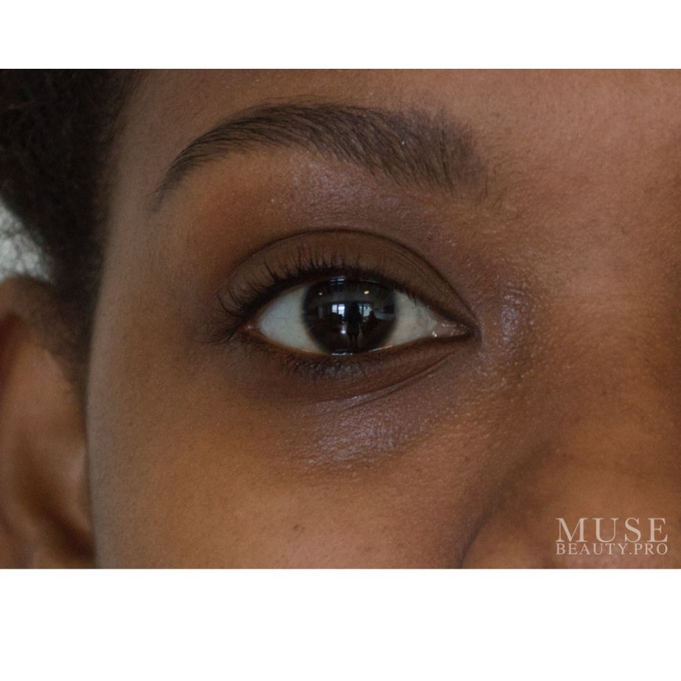 When concealing under the eye if there are strong cool brown or blue undertones use a concealer with dark orange, salmon, or peachy undertones to color correct.