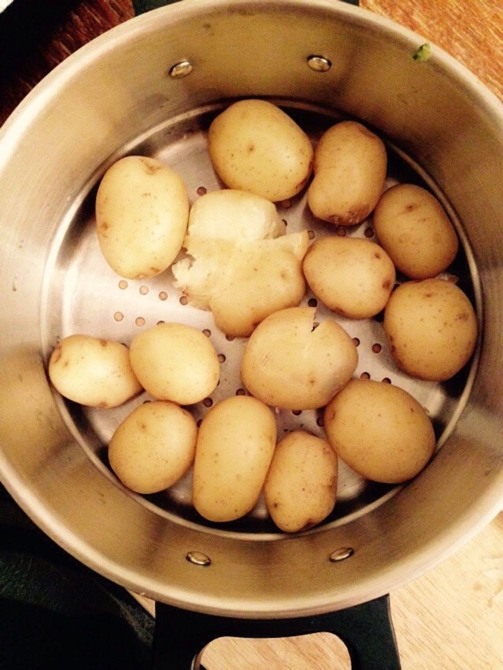 When cooked let cool down slightly and crush them coarsely