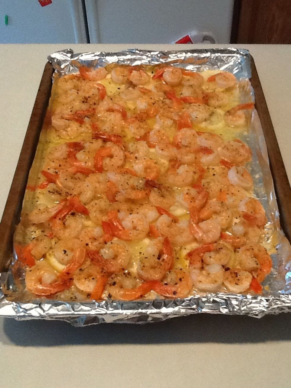 When cooked, remove pan from oven.