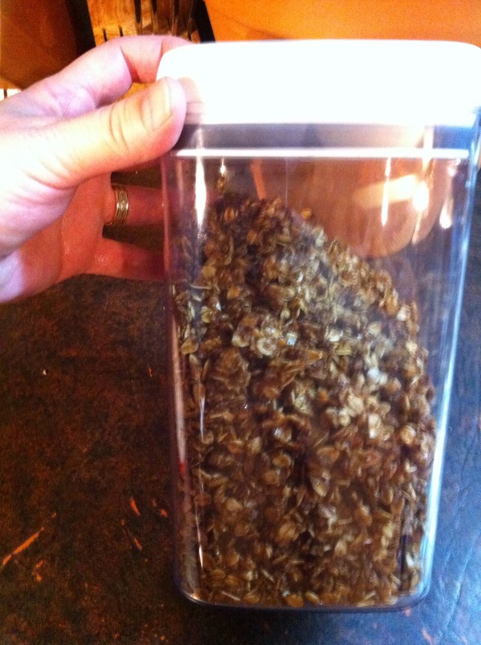 When cool, place in air tight container. I love these containers from Wal-Mart!