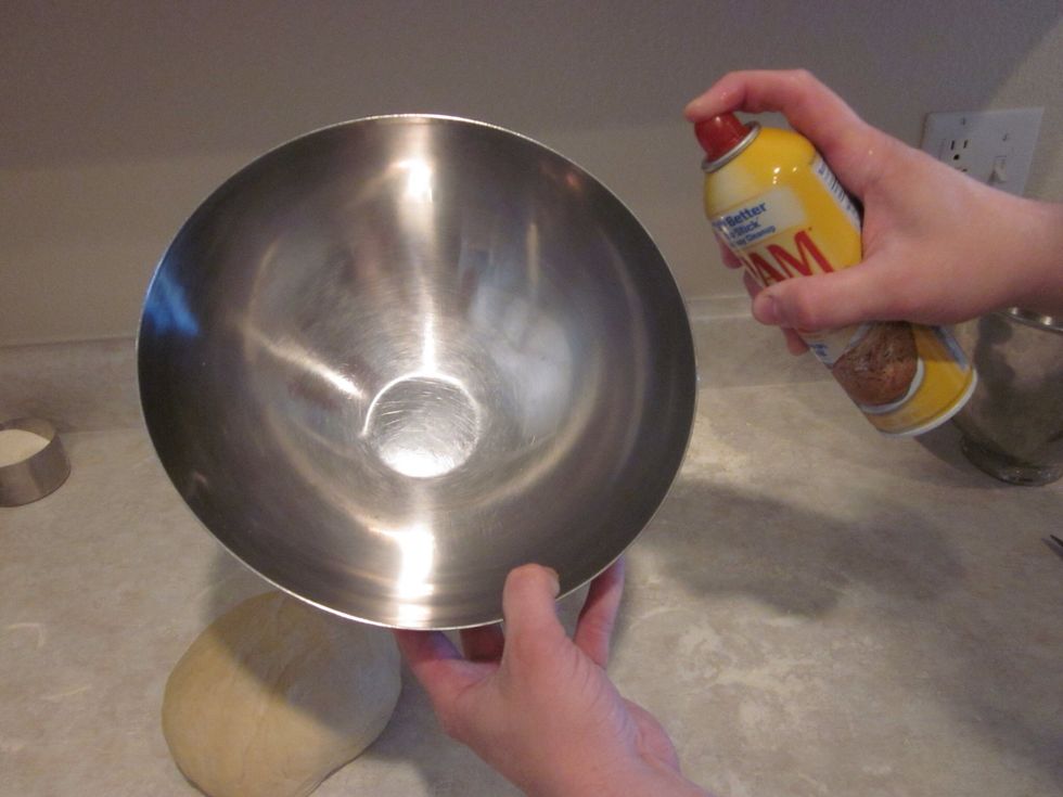 When done kneading, grab your favorite bowl and spray it lightly with some cooking spray