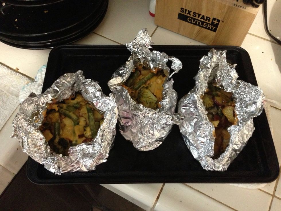 When done let sit for five minutes then open tinfoil. All done! Eat and enjoy.