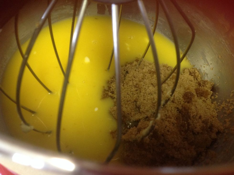 When done mixing, put in 2 cups of brow sugar.