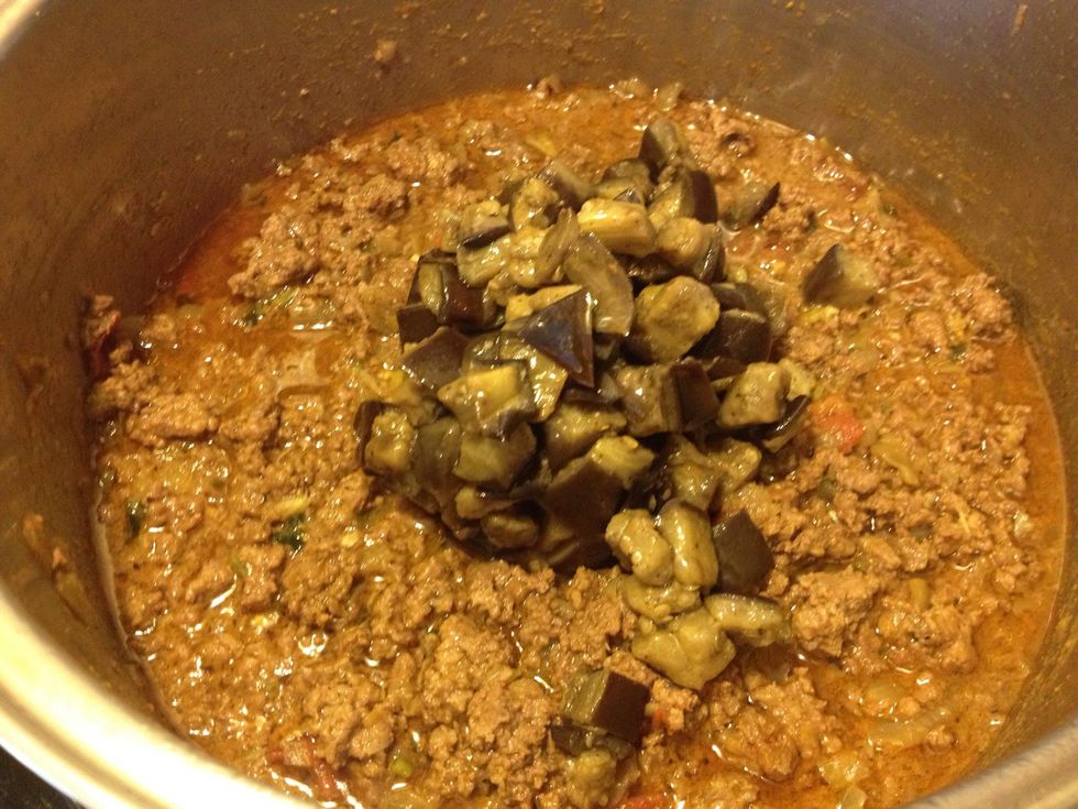 When done, throw in the readied eggplant and cilantro.