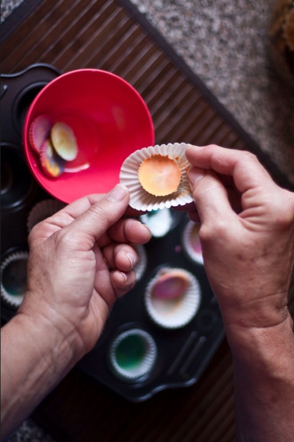 When done, unwrap your marbled crayons.
