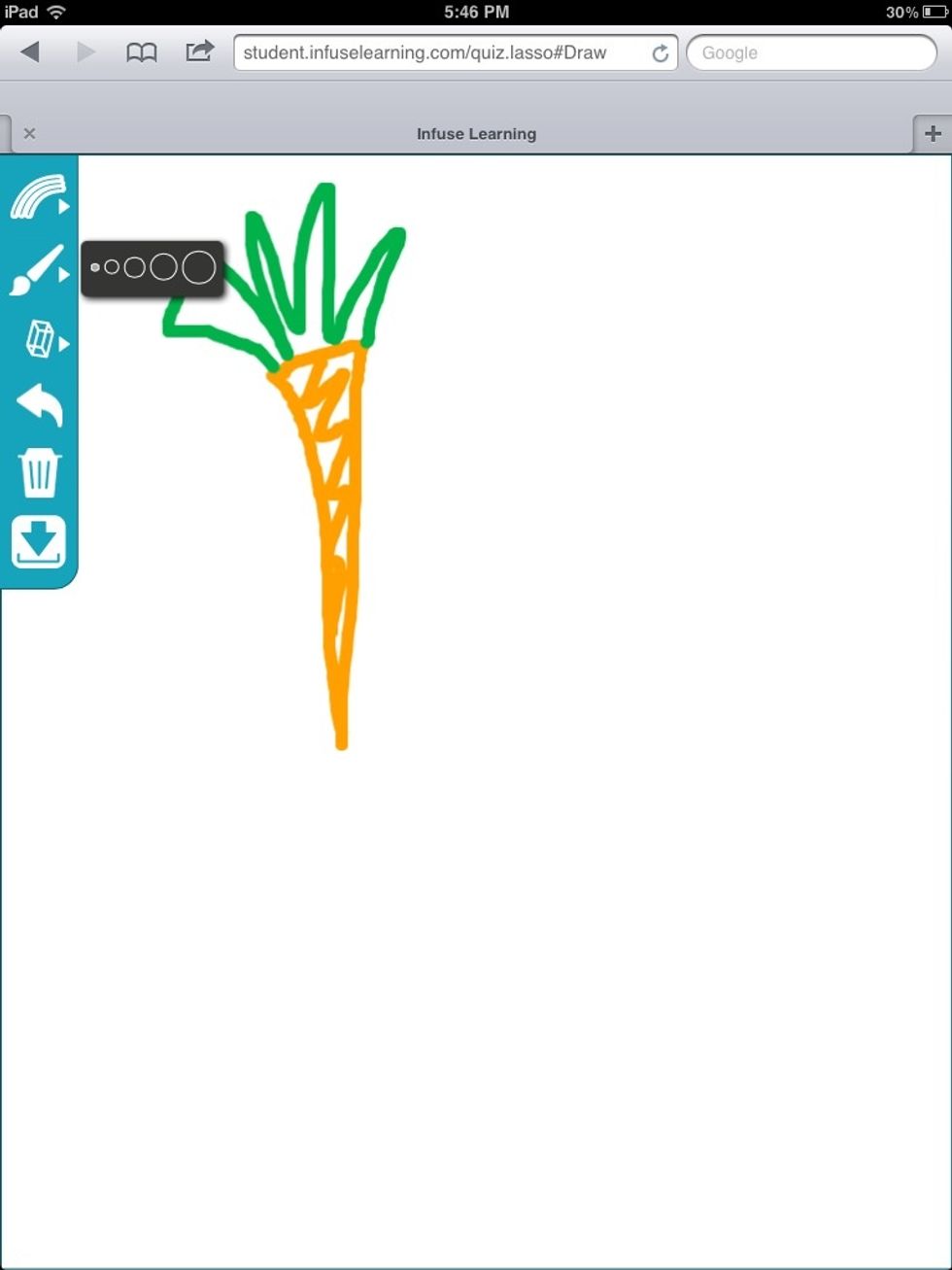 When Draw Response is selected from the Quick Assessment menu on the Teacher Dashboard, students are given access to a drawing interface where they can respond to a question with a drawing.