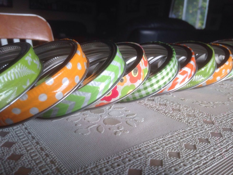 When dry, lay out rings in desired pattern.