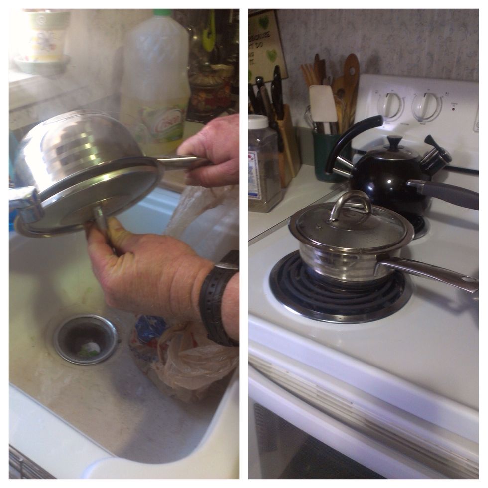 When eggs are done pour off water, cover and put back on stove to for a few minutes