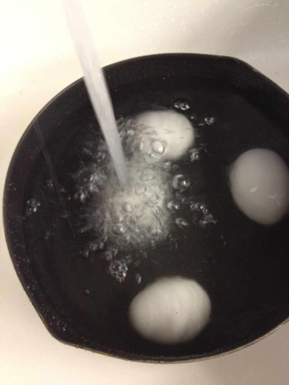 When eggs are finished run under cold water