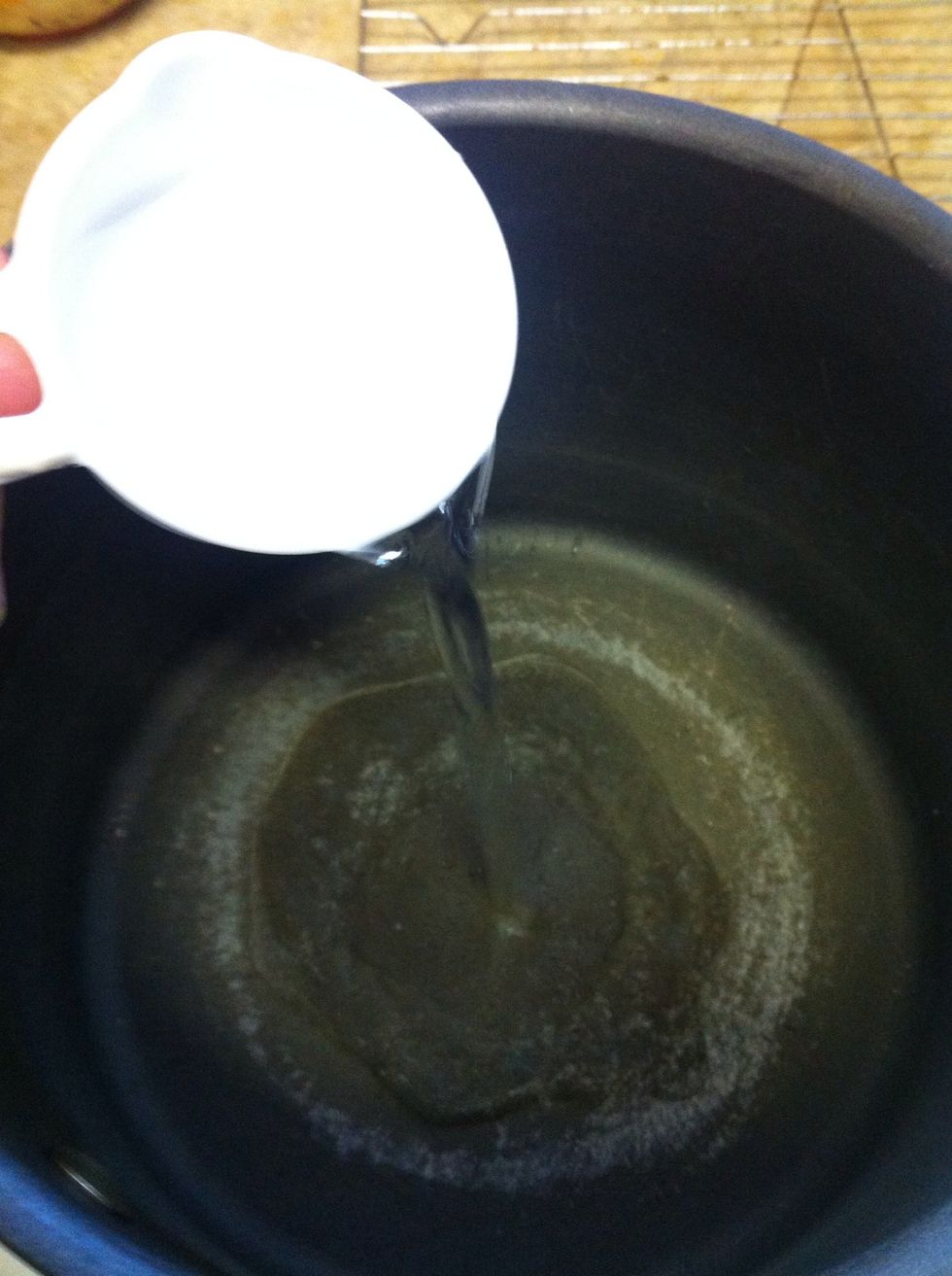 When finished, add water to saucepan....
