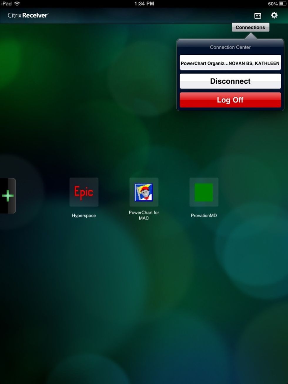 When finished Log Off in the connections area. This will also log you off automatically after the app has remained idle for a period of time.
