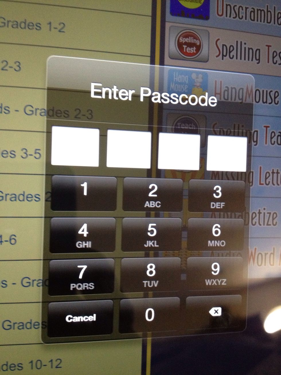 When finished with the app, you or the student may triple click the Home button to exit. You will be prompted to enter the passcode. Enter the Passcode to disable Guided Access. Press "End".