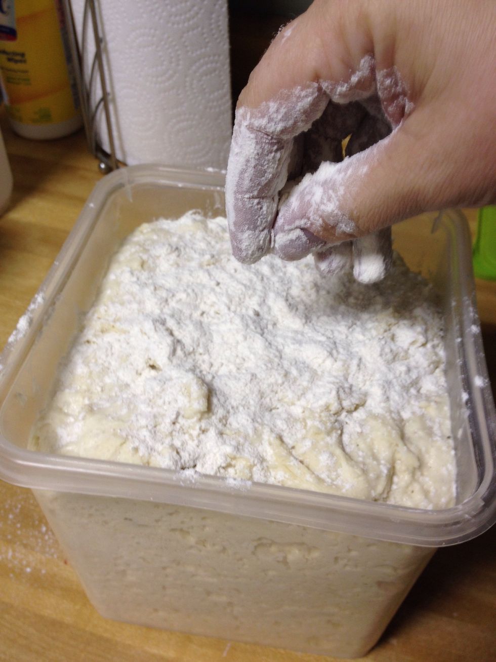 When getting ready to bake, dust top with flour.