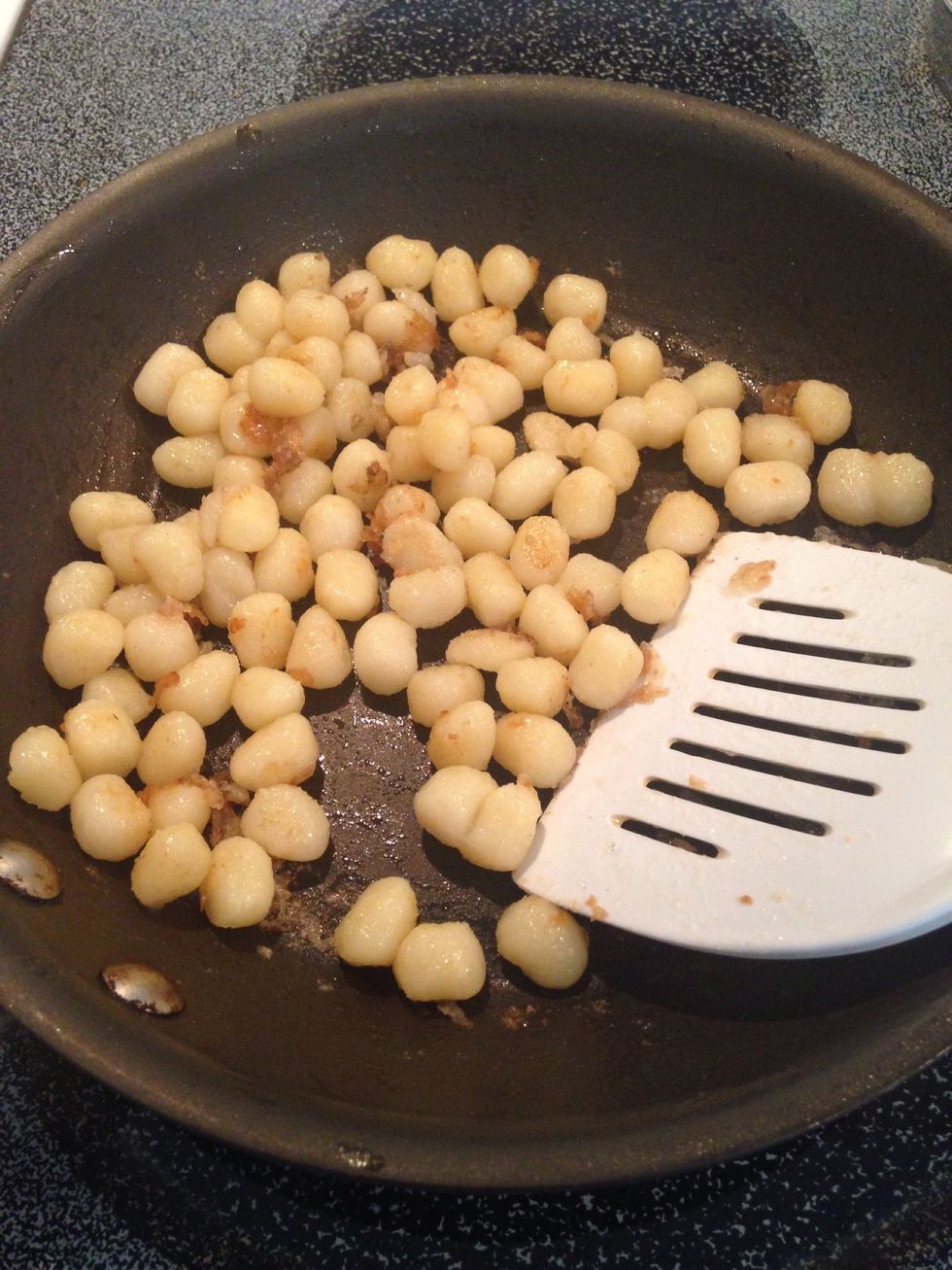 When gnocchi starts to brown, you are done.