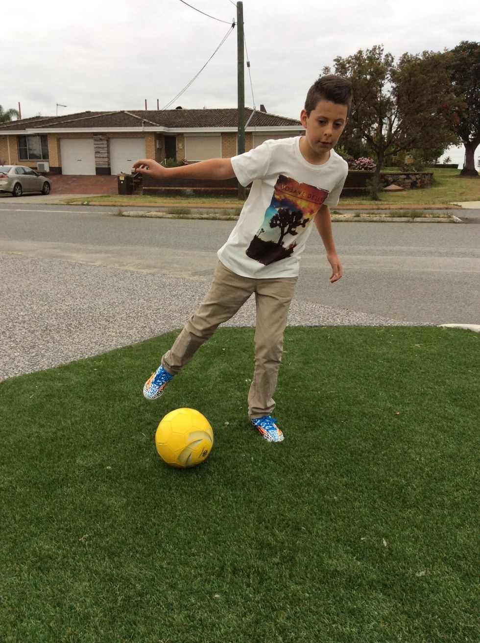 When going for a powerful kick you need to make sure you have one arm out for your balance to make sure you don't fall over or do a really bad kick.