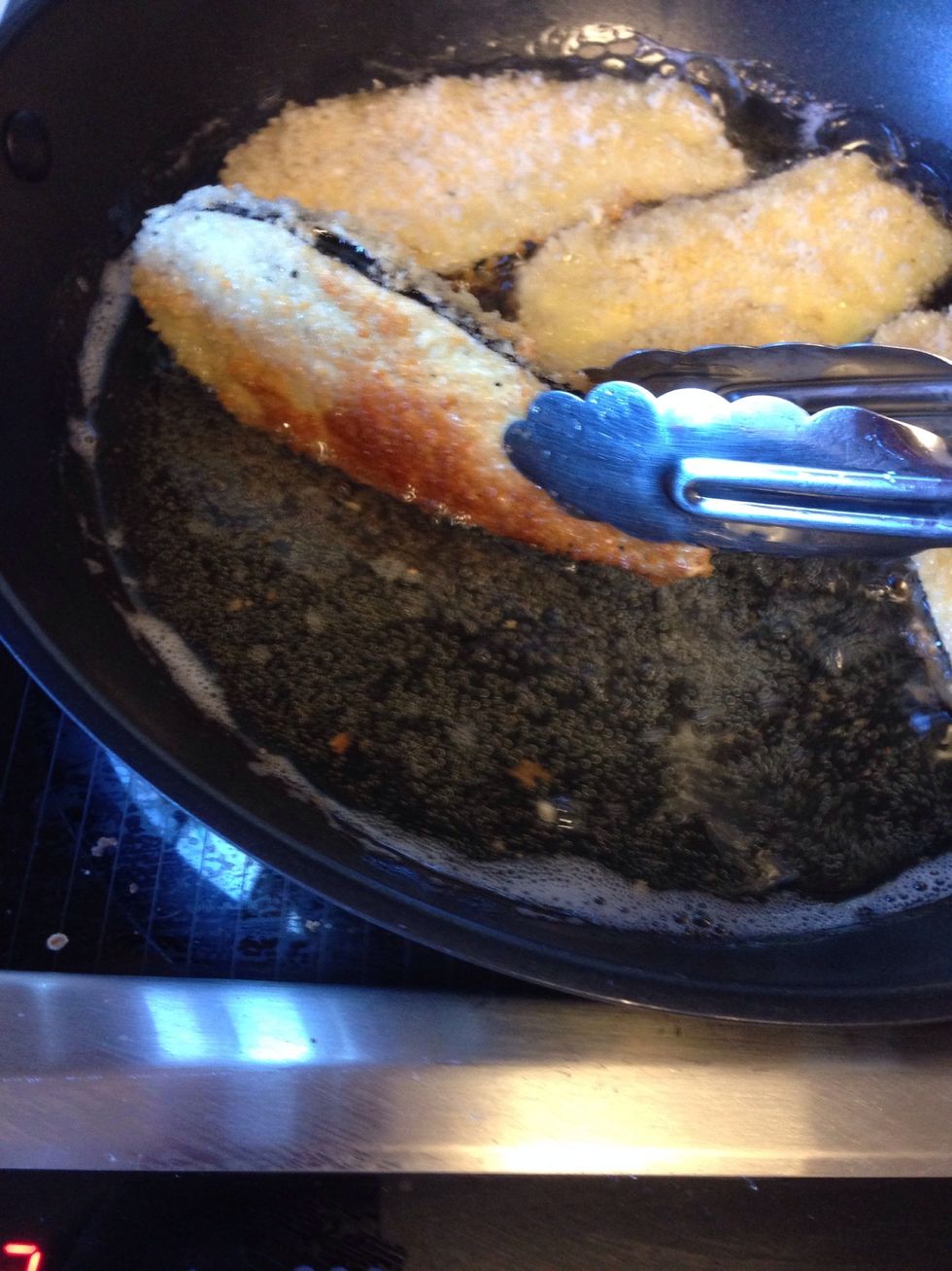 When golden brown flip to the next side. About 2 minutes a side.