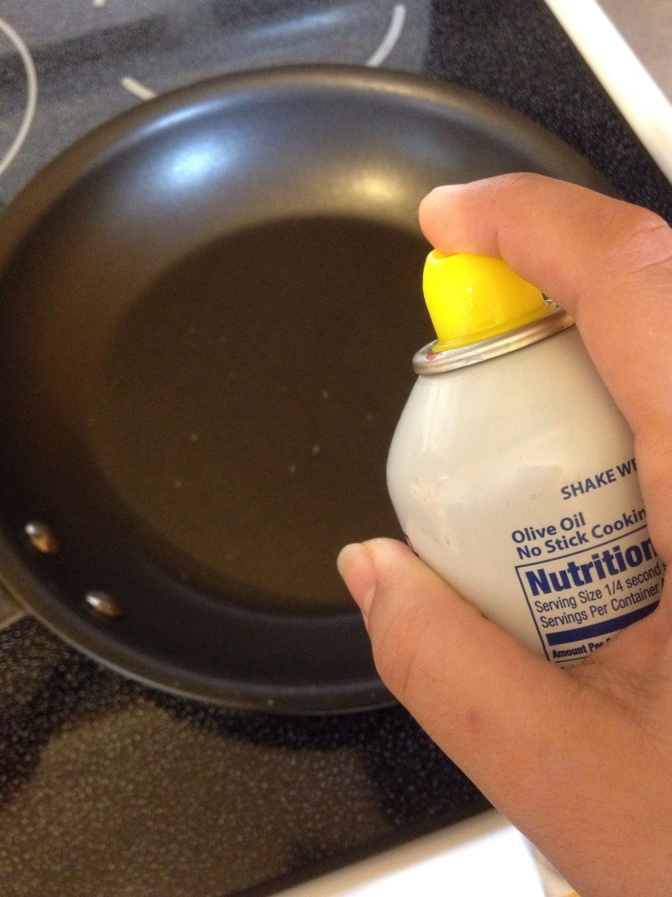 When heated spray the skillet with non stick pan.