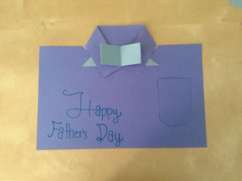 When I did this last (for Father's Day) I bought a bow tie and put it where this one is (and that was his gift) but this time I made a bow tie to show you how it should look. Do as you like though. \ud83d\ude1c