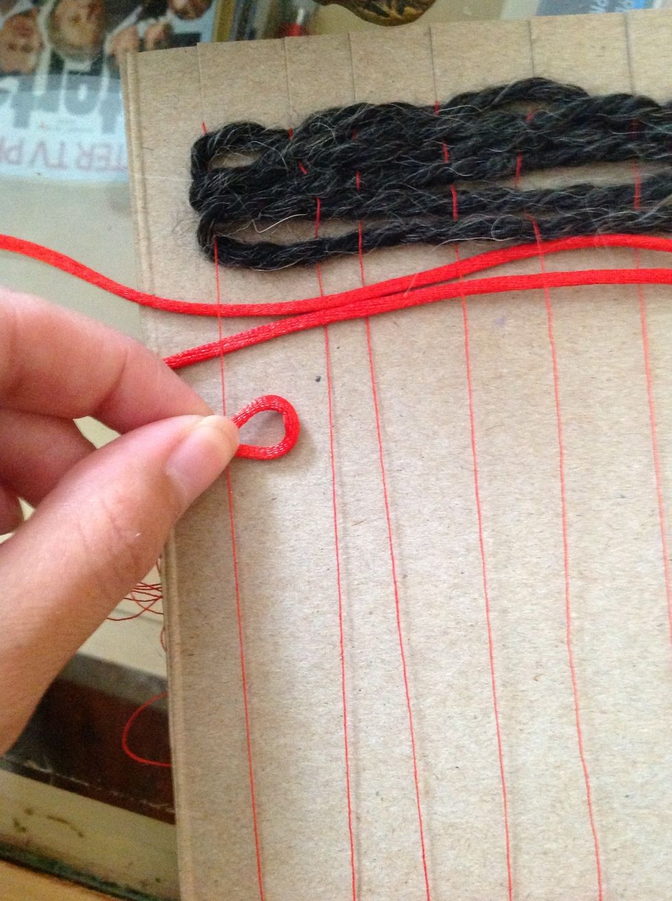 When I go back with my string that means I have to start going OVER that one string and then proceed to an UNDER TWO/ OVER TWO pattern. Remember: make sure you are weaving OPPOSITE of what came before
