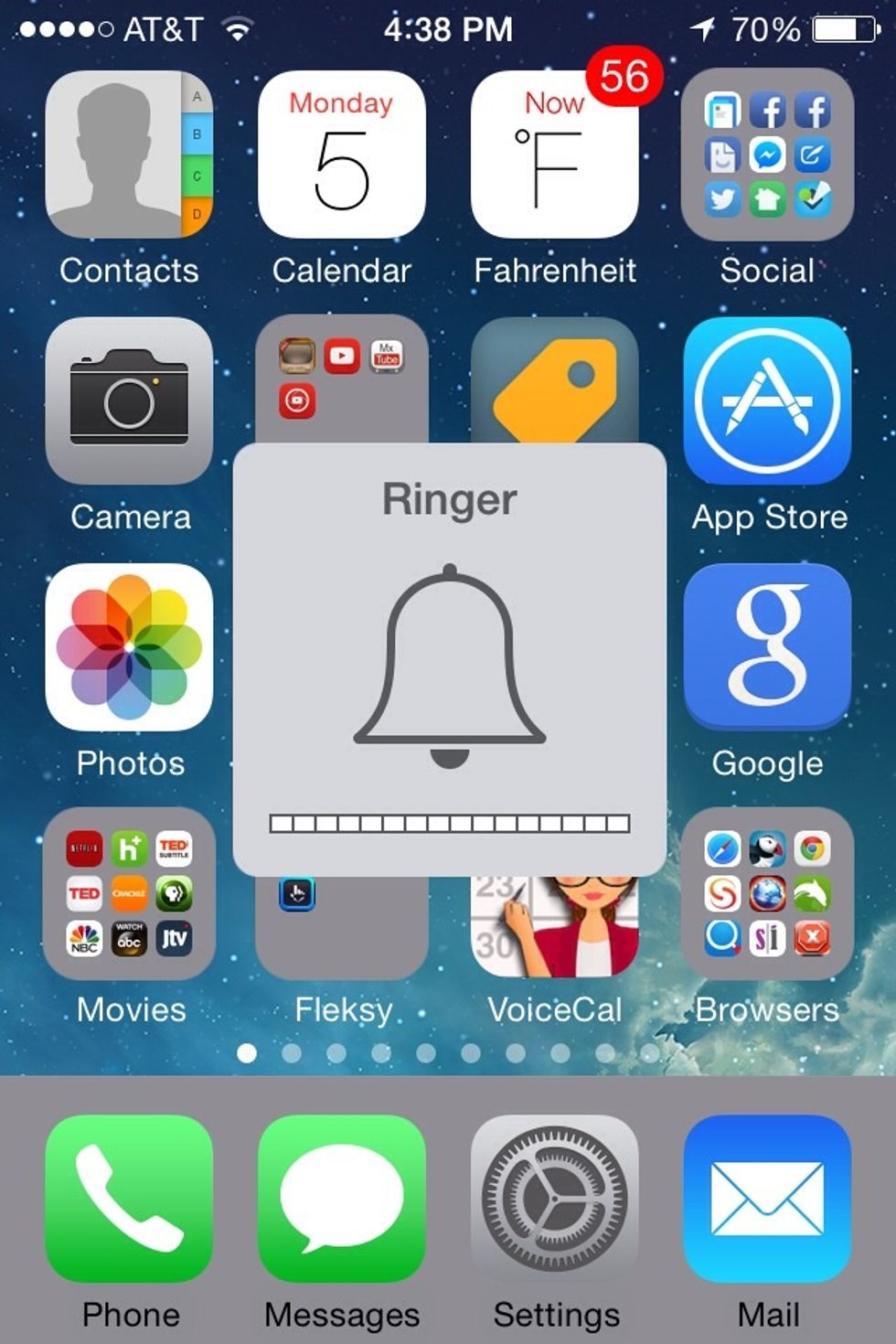 When I pushed the volume buttons on my iPhone when no music or video is playing. You usually see this with the volume level indicator bar.