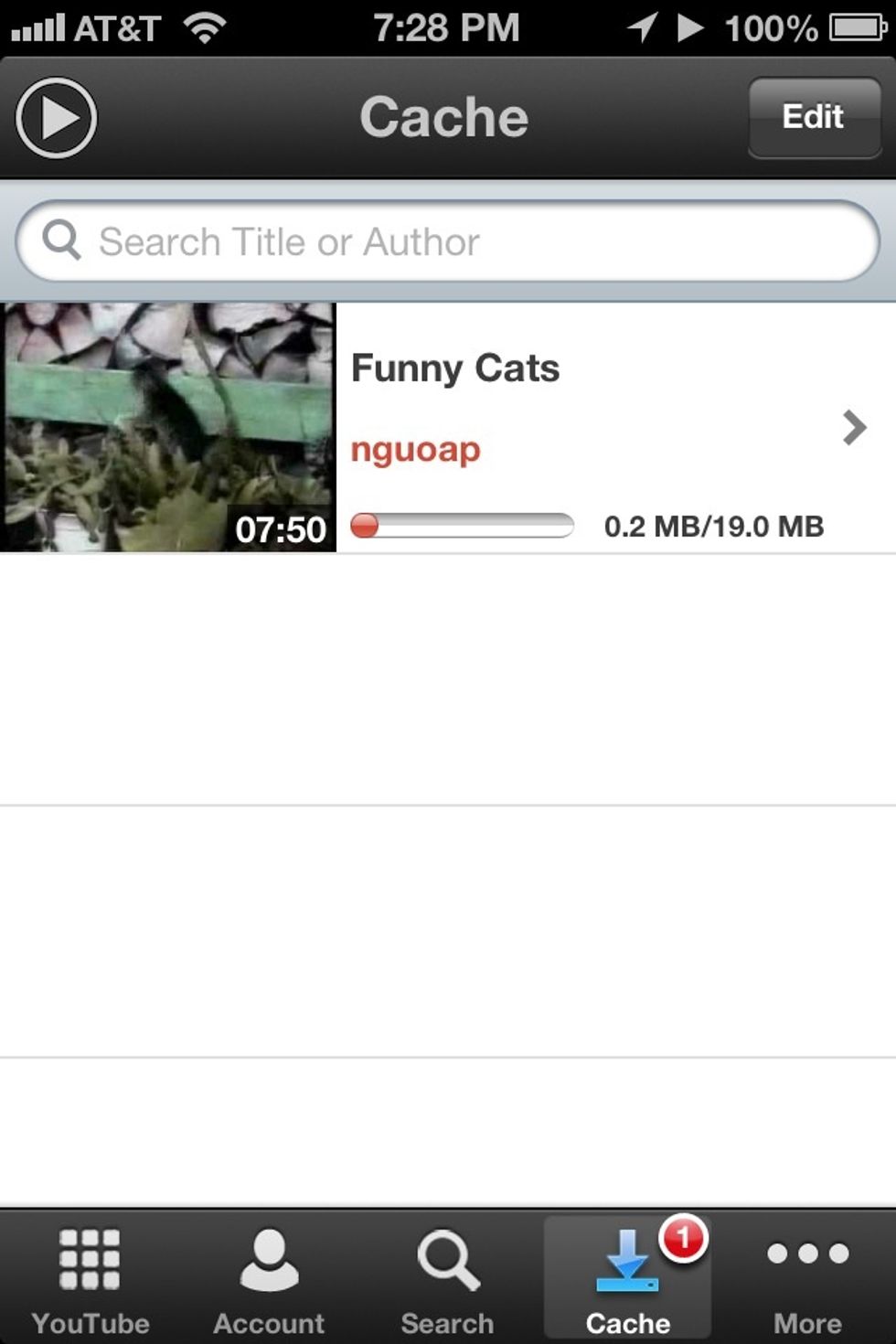 When I video is cached. It means its stores in the app and the next time you want to watch it it'll already be loaded and will begin playing immediately. Even offline.