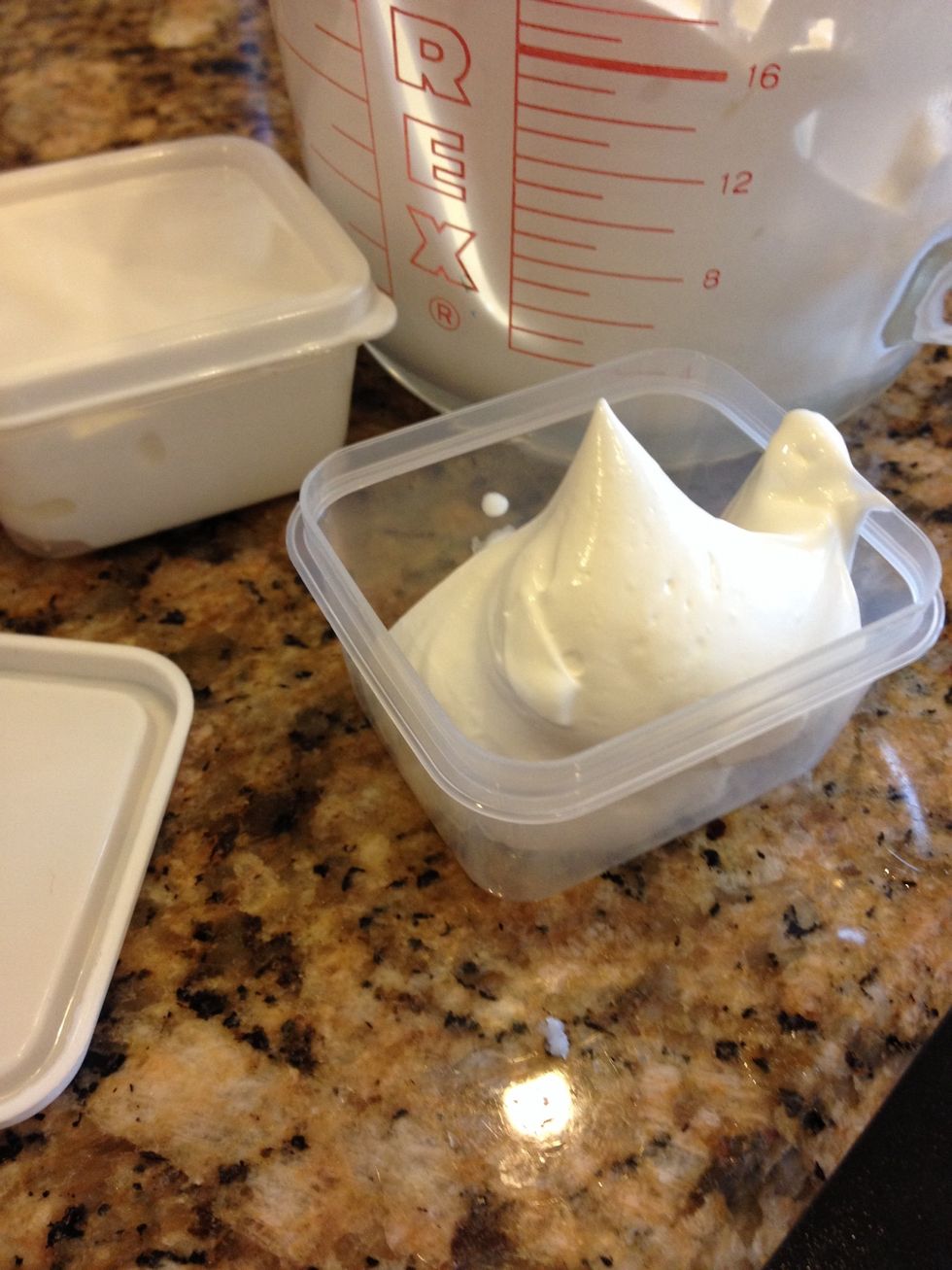 When it forms stif peaks it's ready