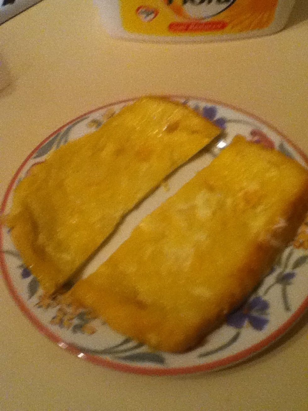 When it is done it will look golden and crispy