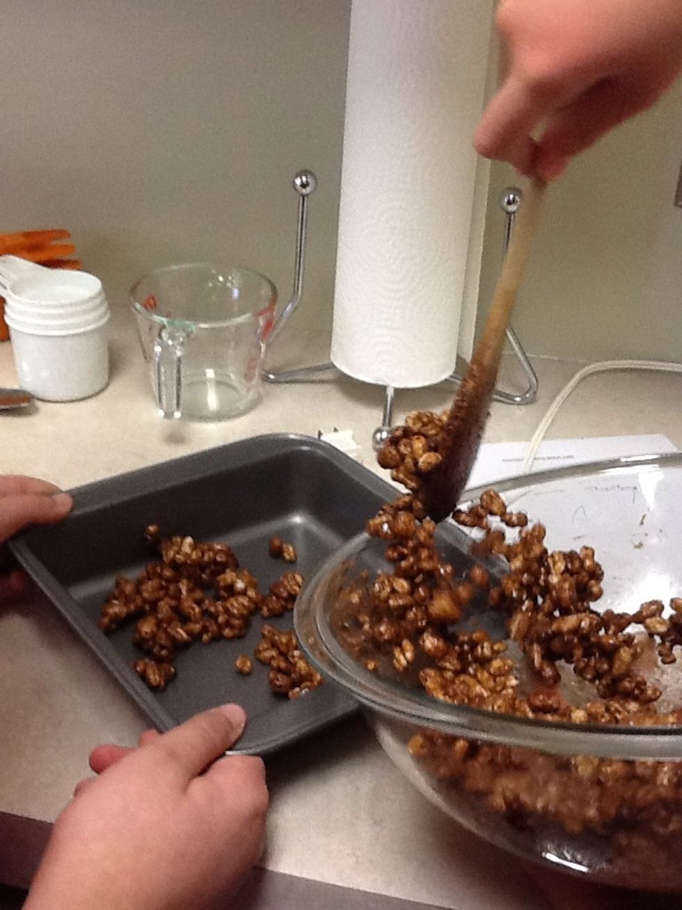 When it's done put the cake in a pan