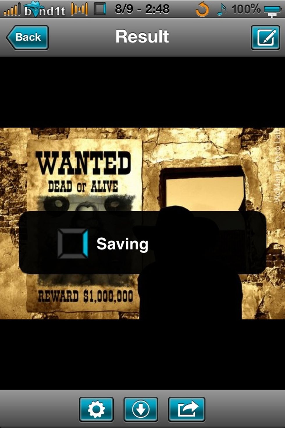 When it's done, you can save it by tap on the one with the arrow going down