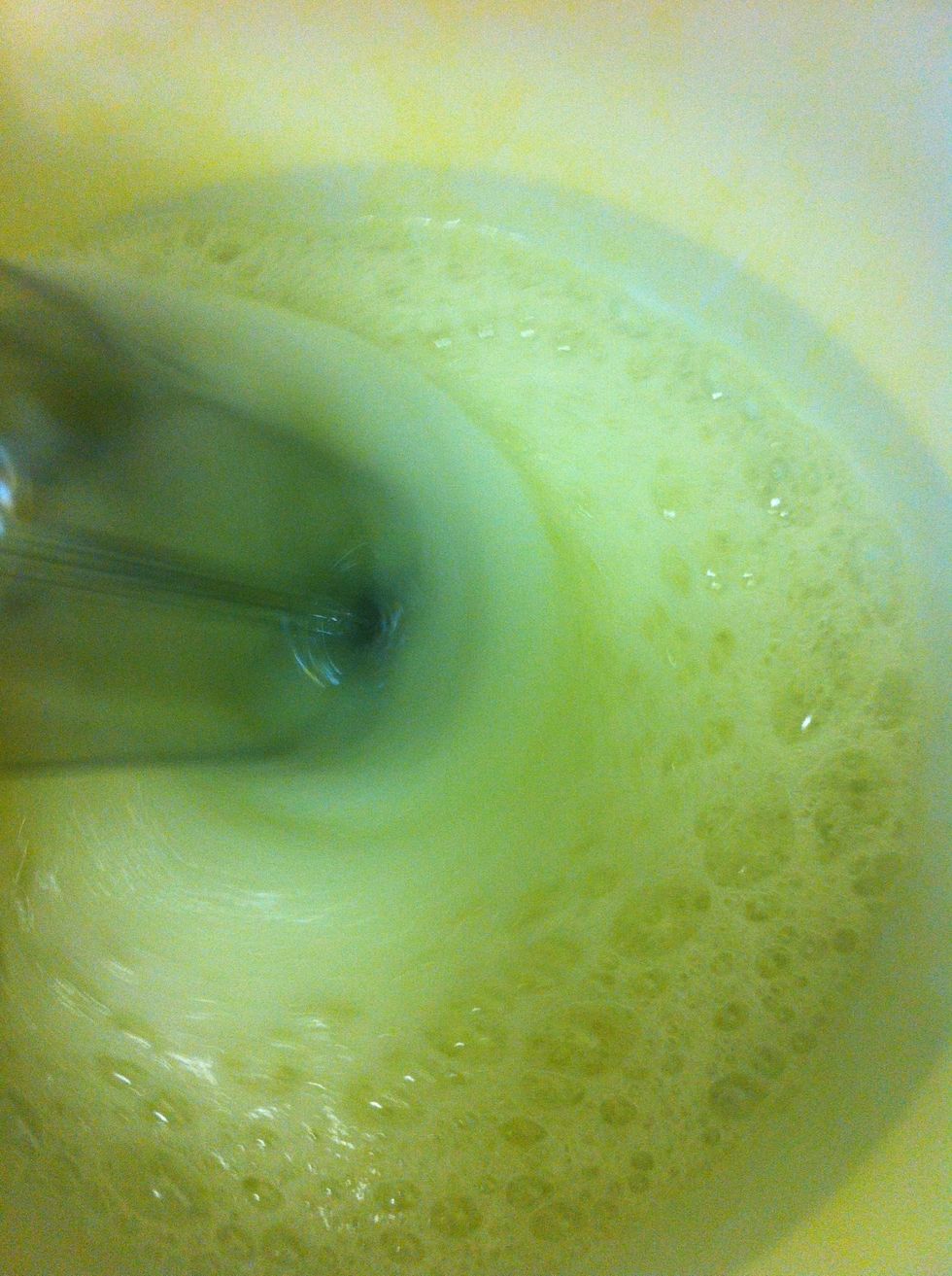 When it's foamy, start adding the remaining sugar 1tbsp at a time.