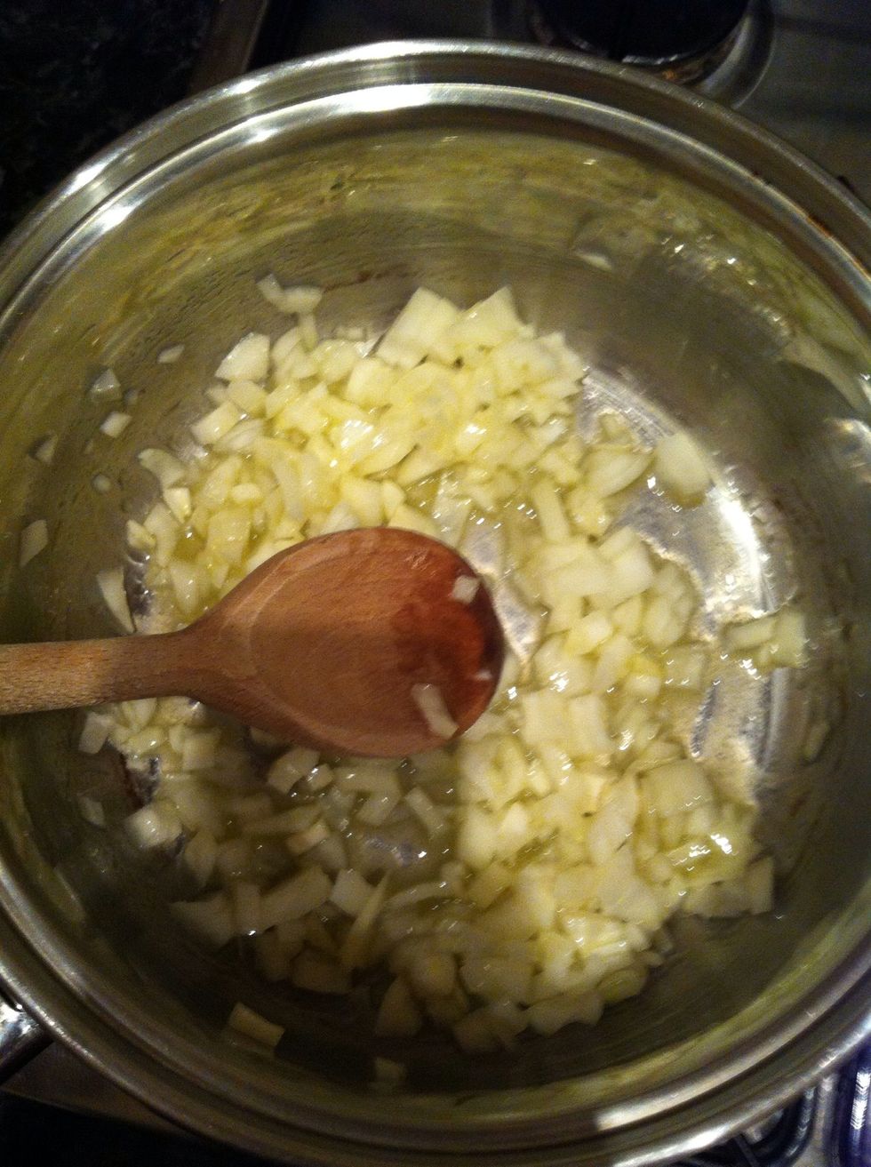 When melted add the onions, gently fry for about 5 mins until the onions are soft