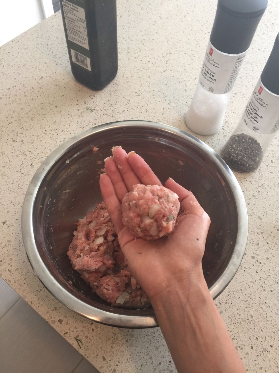 When mixed well, form the mixture into small balls