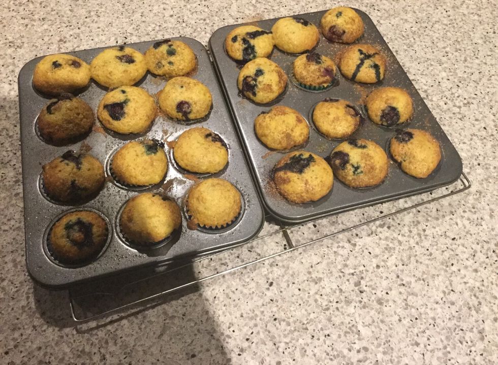 When muffins have cooked, place on a wire rack to cool down