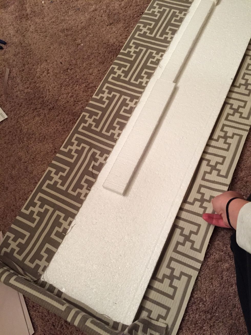 When one side is done, make sure to stretch the fabric on the other side so that the fabric is taunt. Then get back to pinning & hot glueing if necessary.