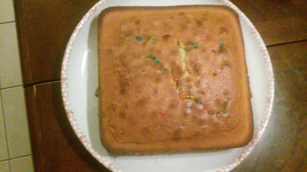 when out of the oven it should look something like this you may want to check if batter is cooked with a toothpick or fork