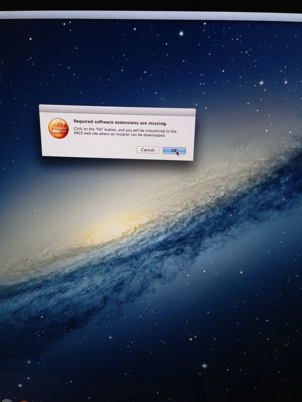 When prompted, click "OK" to launch your browser to download the licensing software.