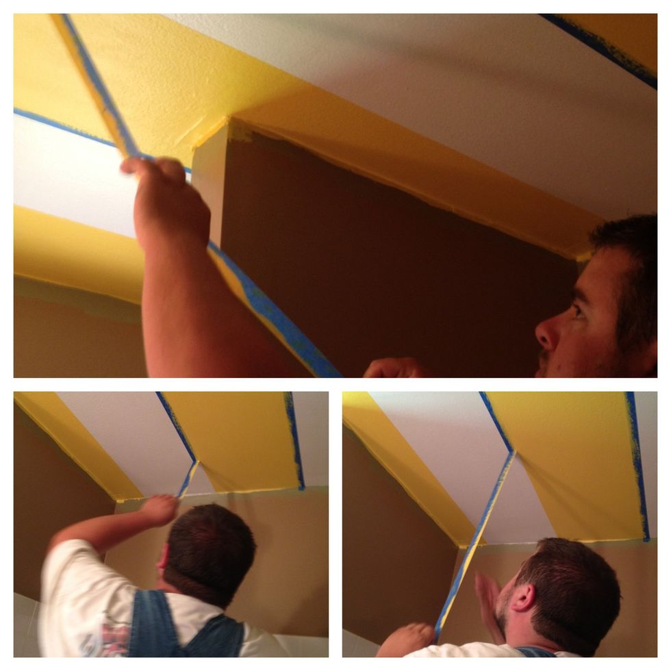 when pulling down the tape BE CAREFUL, you don't want the paint to peel with the tape. double the tape back over and away from the stripe - this helps to give a clean line.