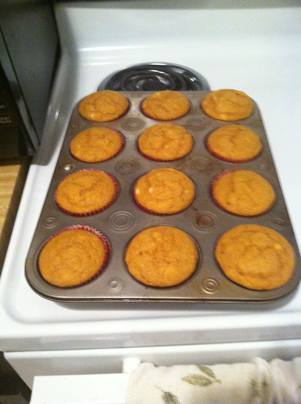 When ready take muffins out of the oven