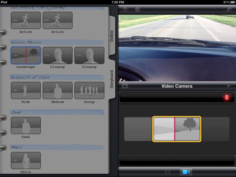 When recording a video first press the video camera then the record button. The camera will actually record prior to and after the clip section. This allows for moving the selection handle around.