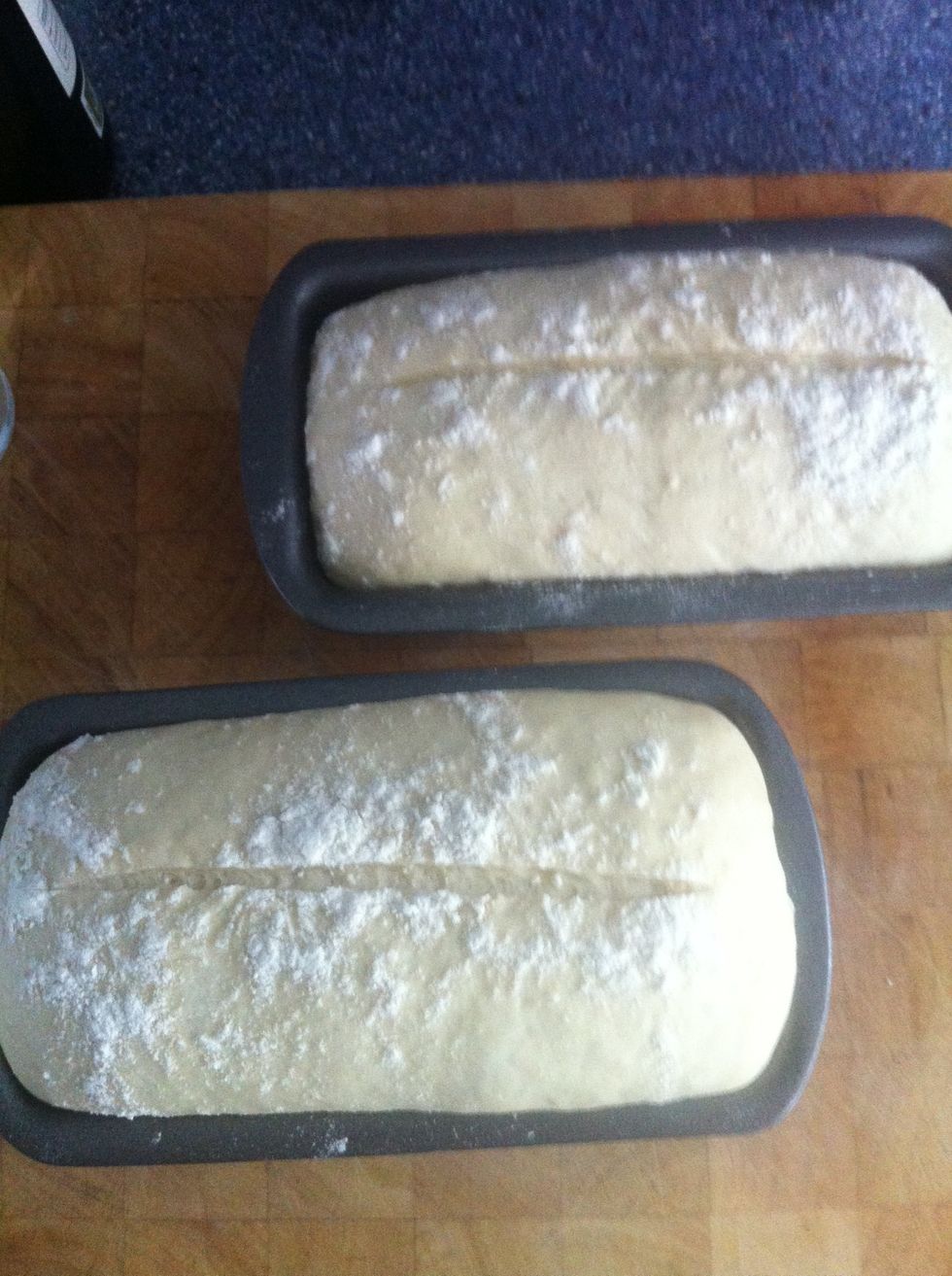 When risen and the oven's up to temperature, slice the top to allow the bread to expand