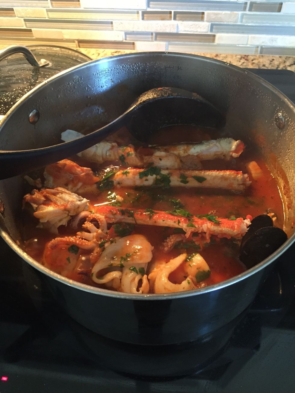 When seafood is cooked remove and serve!