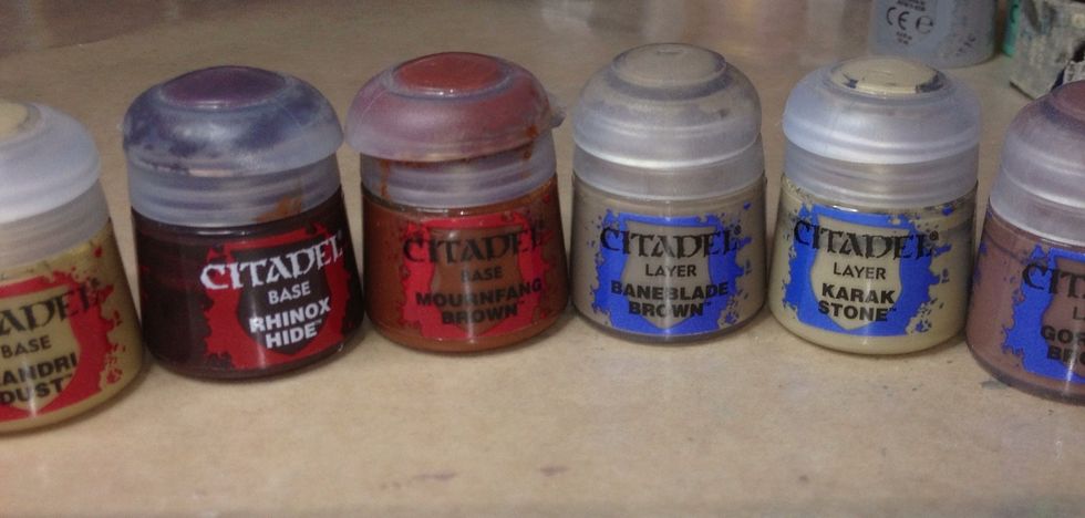 When selecting a palette for the base's terrain, you should try to pick earthy colours, particularly browns. These are just a few of the colours you might find useful.