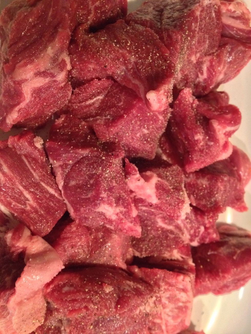 When selecting beef, make sure that there is a little bit of marble.  Season your beef with salt and pepper